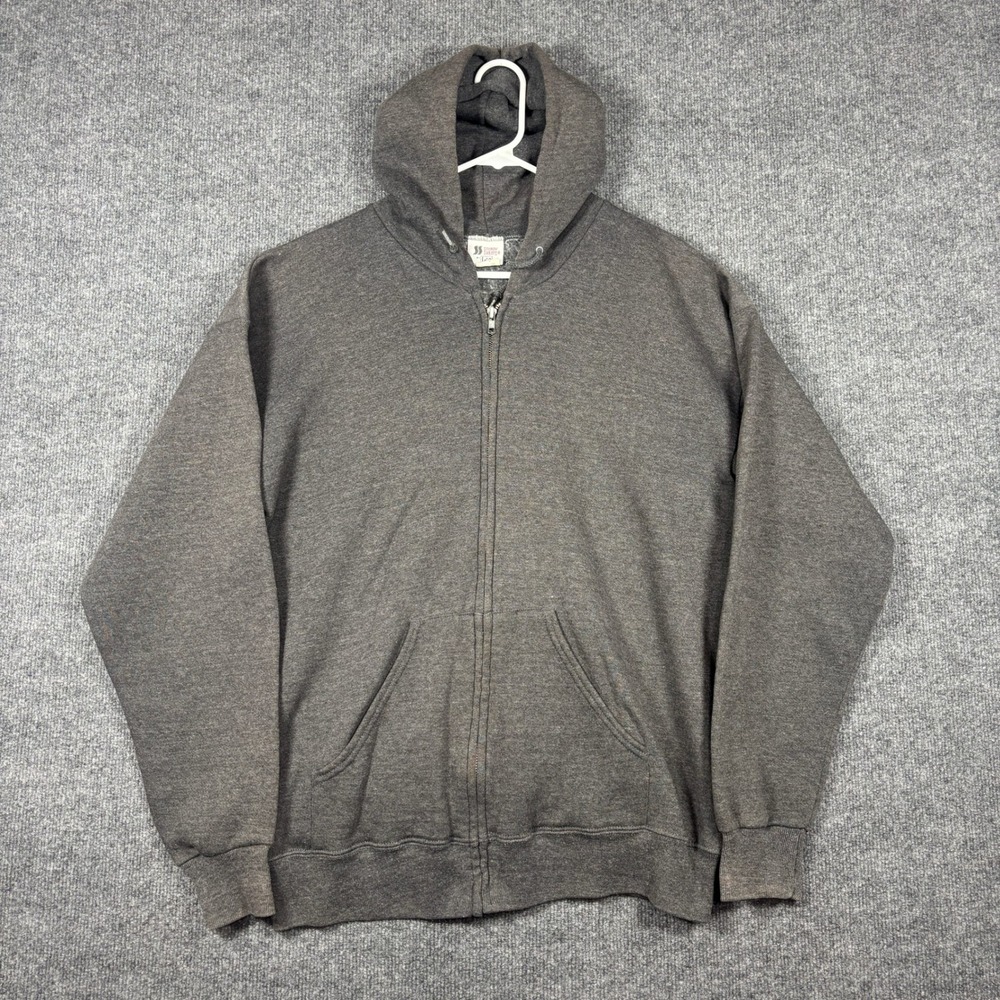 Vintage Lee Sturdy Sweats Hoodie Mens XL Gray Full Zip Distressed Made in USA